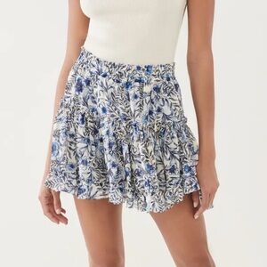 MISA Los Angeles Marion Skirt Indigo Blooms Blue Floral Size M